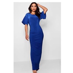 Kimono Sleeve Ruched Side Maxi Dress